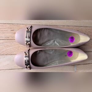 Coach Women's Blush Leather Flat with Gold Accents Size 8.5